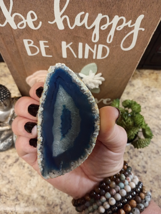 Other - Blue Agate Geode From Brazil Decorative Accent